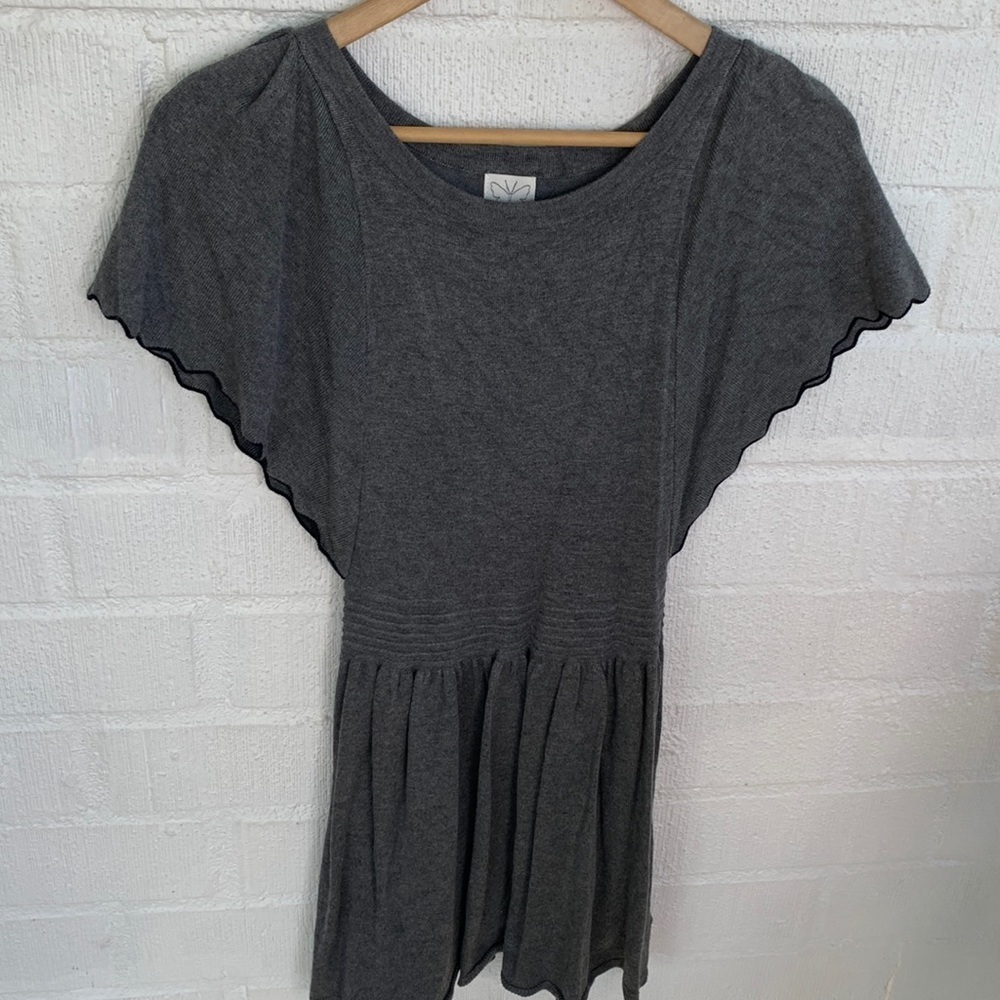 Ella Moss Knit Scalloped Gray Dress sz 10